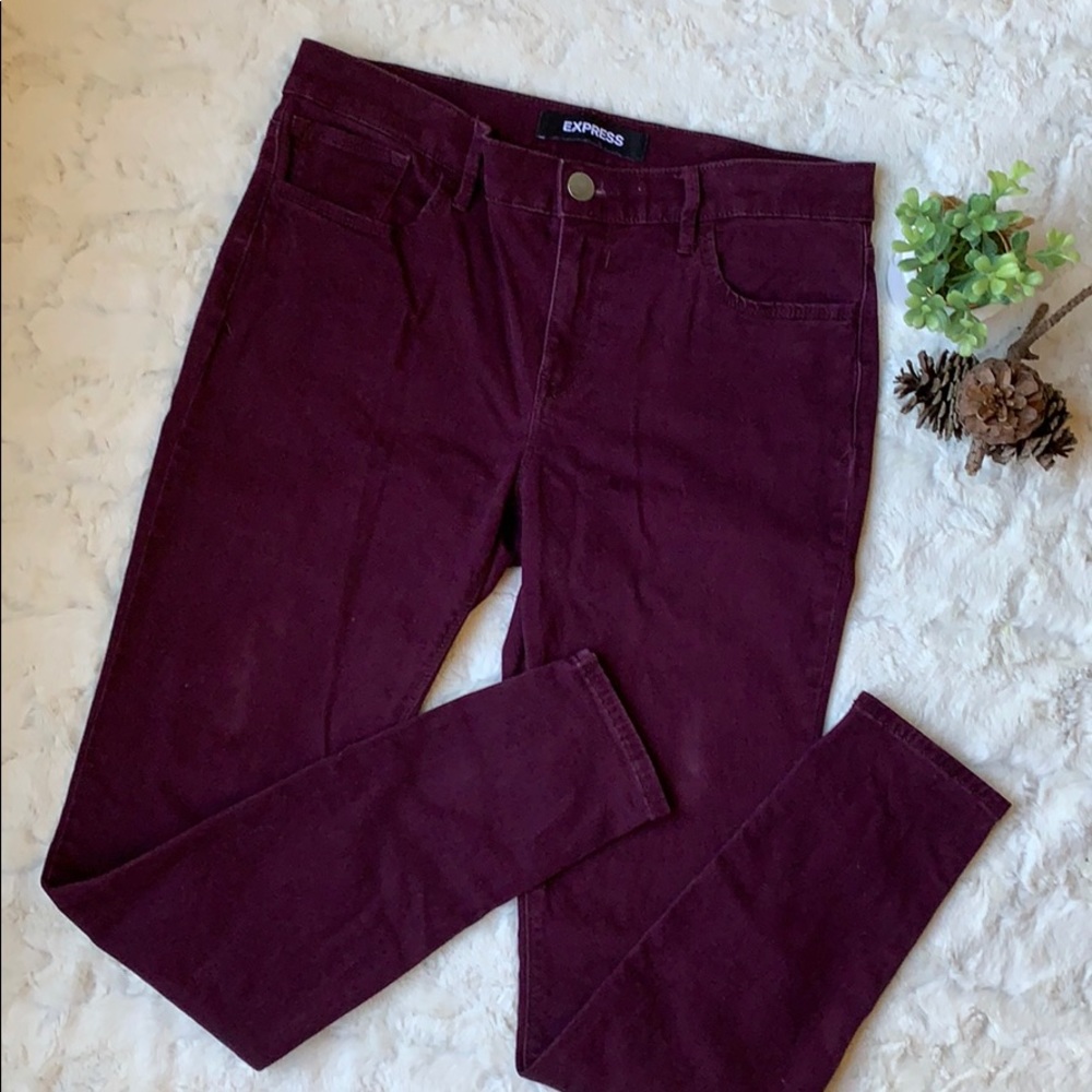 Express mid-rise soft plum skinny legging pants